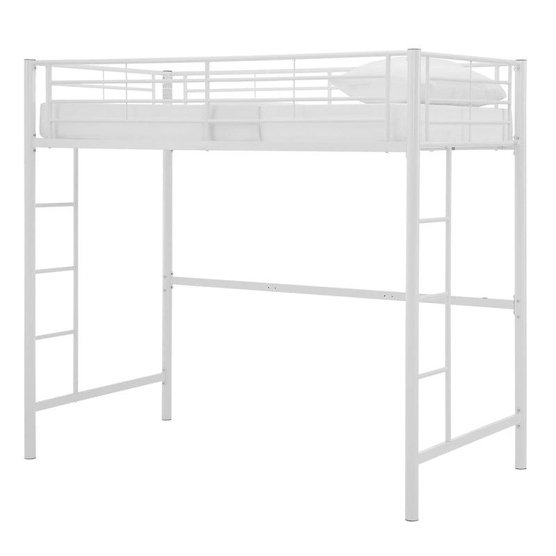 Lit mezzanine classique simple en métal blanc