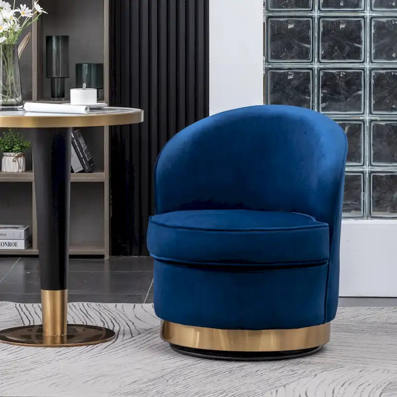 Fauteuil d'appoint rembourré en velours avec piètement pivotant