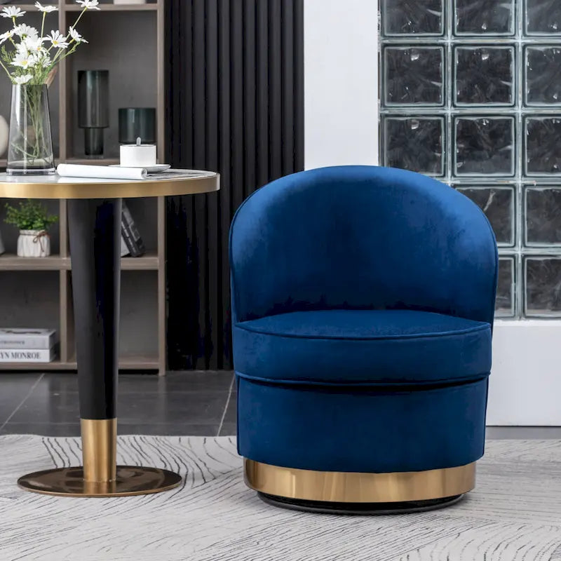 Fauteuil d'appoint rembourré en velours avec piètement pivotant