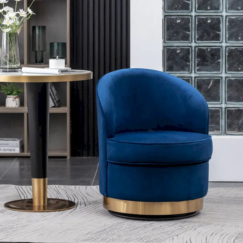 Fauteuil d'appoint rembourré en velours avec piètement pivotant