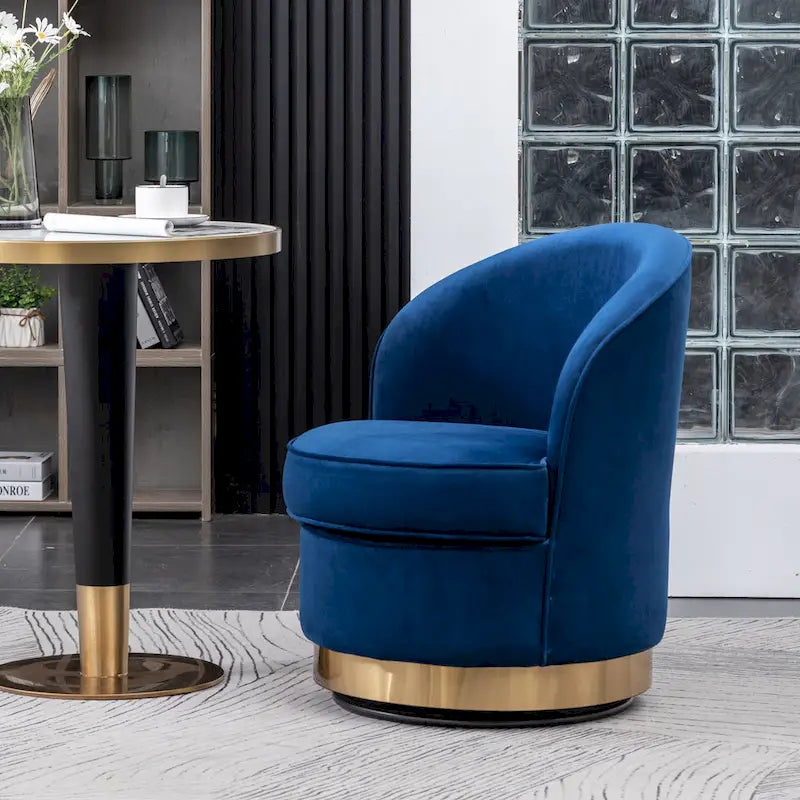 Fauteuil d'appoint rembourré en velours avec piètement pivotant