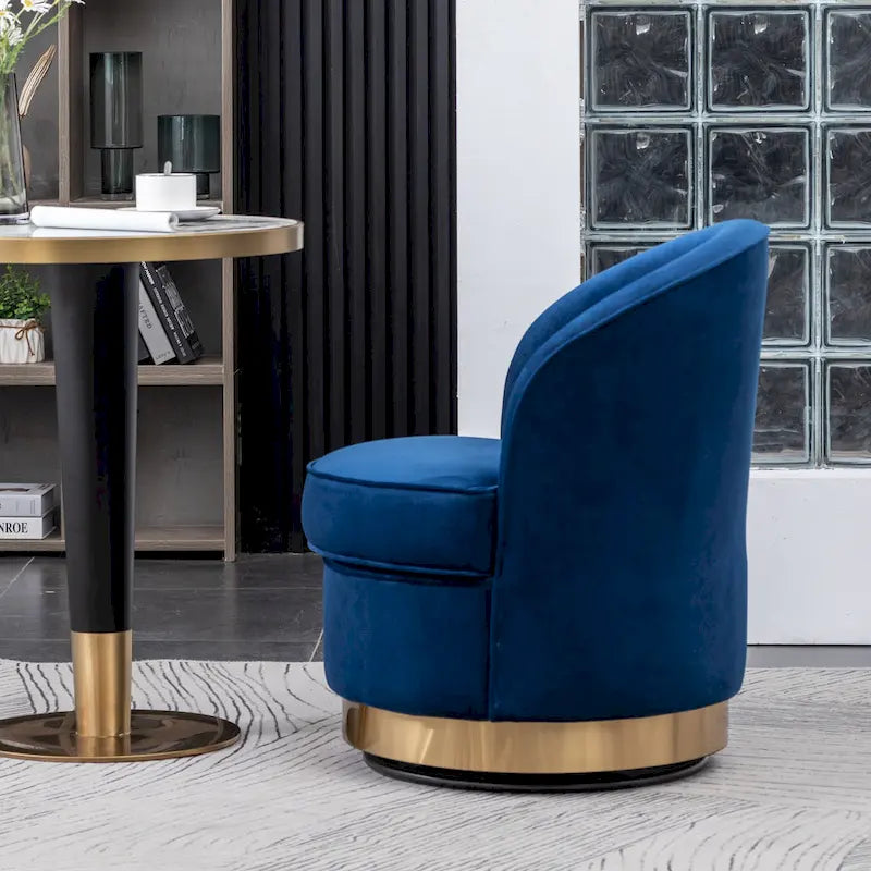 Fauteuil d'appoint rembourré en velours avec piètement pivotant