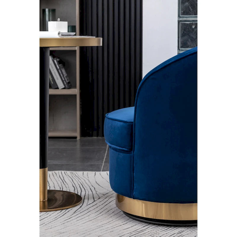 Fauteuil d'appoint rembourré en velours avec piètement pivotant