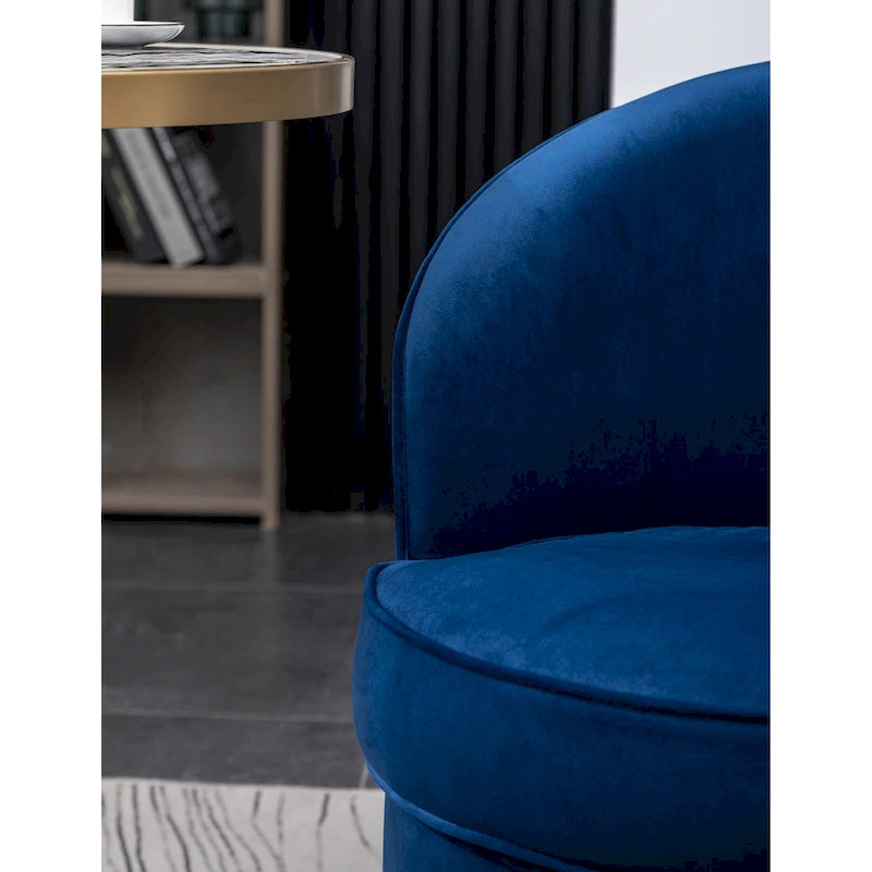 Fauteuil d'appoint rembourré en velours avec piètement pivotant