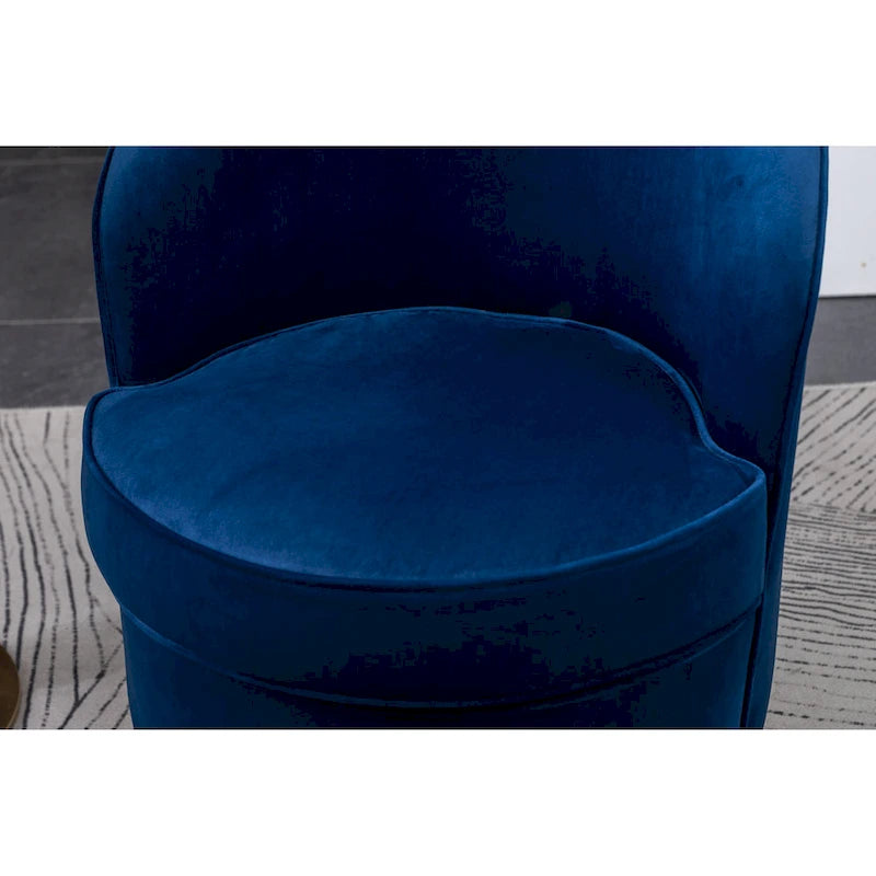 Fauteuil d'appoint rembourré en velours avec piètement pivotant