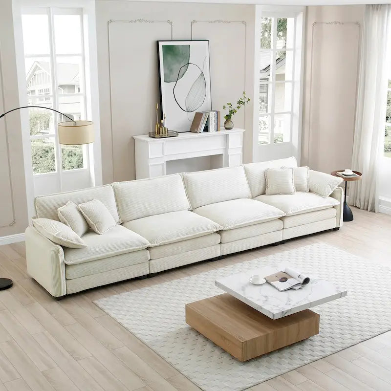 Canapé modulaire sans accoudoirs en velours côtelé