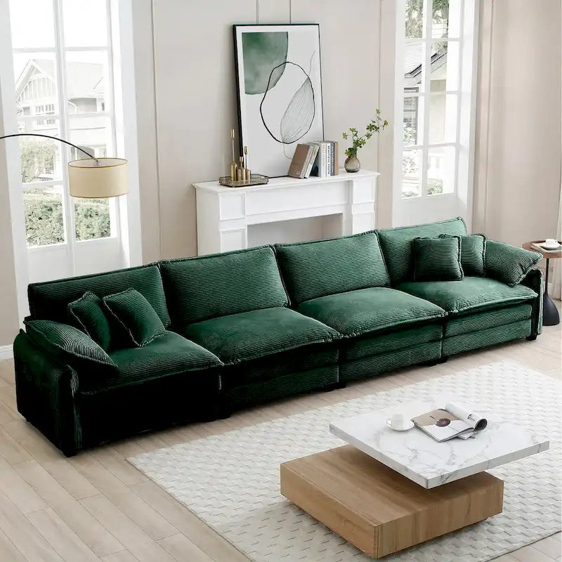 Canapé modulaire sans accoudoirs en velours côtelé