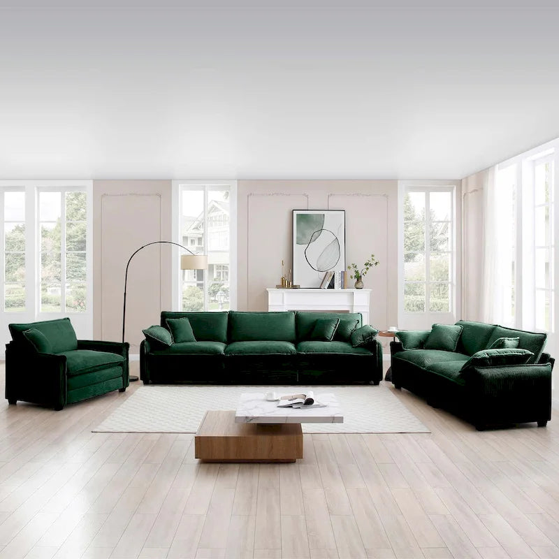 Canapé modulaire sans accoudoirs en velours côtelé
