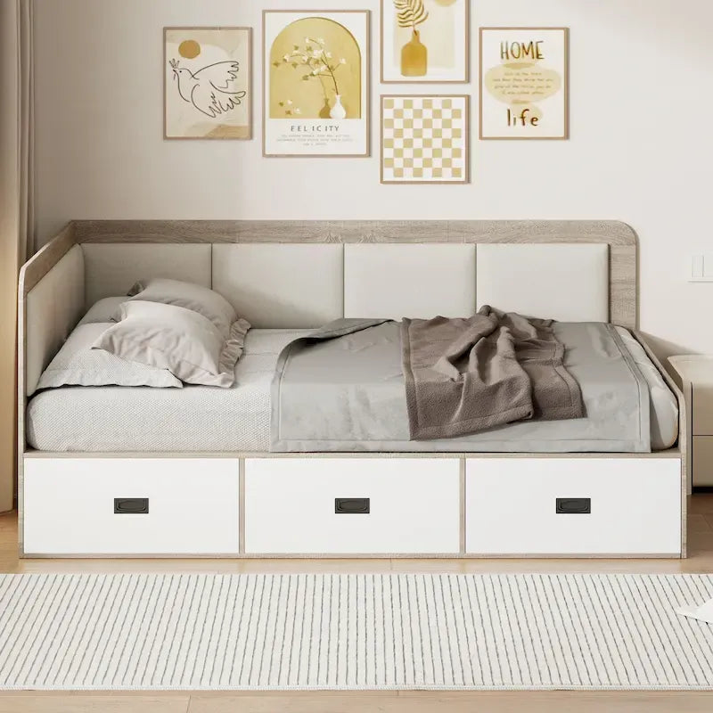Cadre de banquette/lit de repos en bois — Lit de repos en L avec rangement