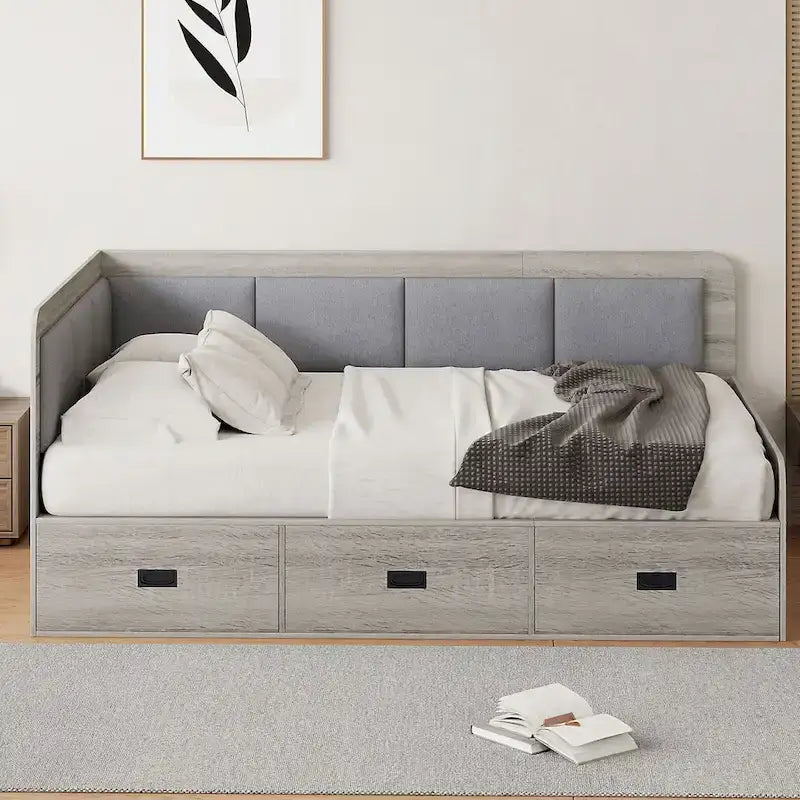 Cadre de banquette/lit de repos en bois — Lit de repos en L avec rangement