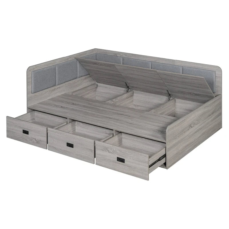 Cadre de banquette/lit de repos en bois — Lit de repos en L avec rangement
