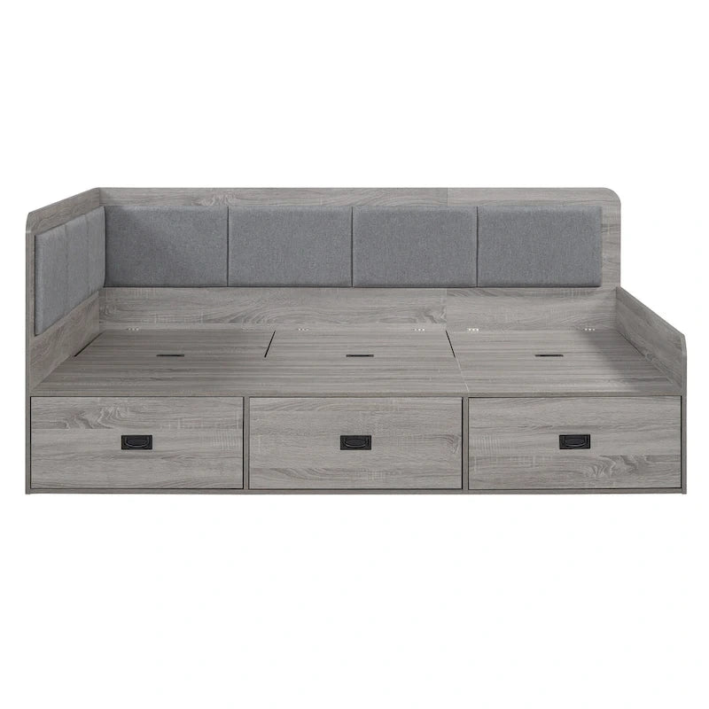Cadre de banquette/lit de repos en bois — Lit de repos en L avec rangement