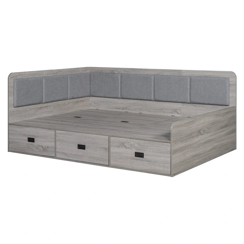 Cadre de banquette/lit de repos en bois — Lit de repos en L avec rangement