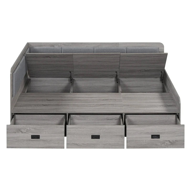 Cadre de banquette/lit de repos en bois — Lit de repos en L avec rangement