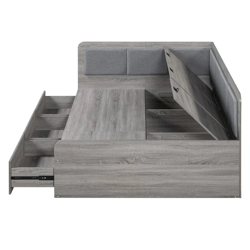 Cadre de banquette/lit de repos en bois — Lit de repos en L avec rangement