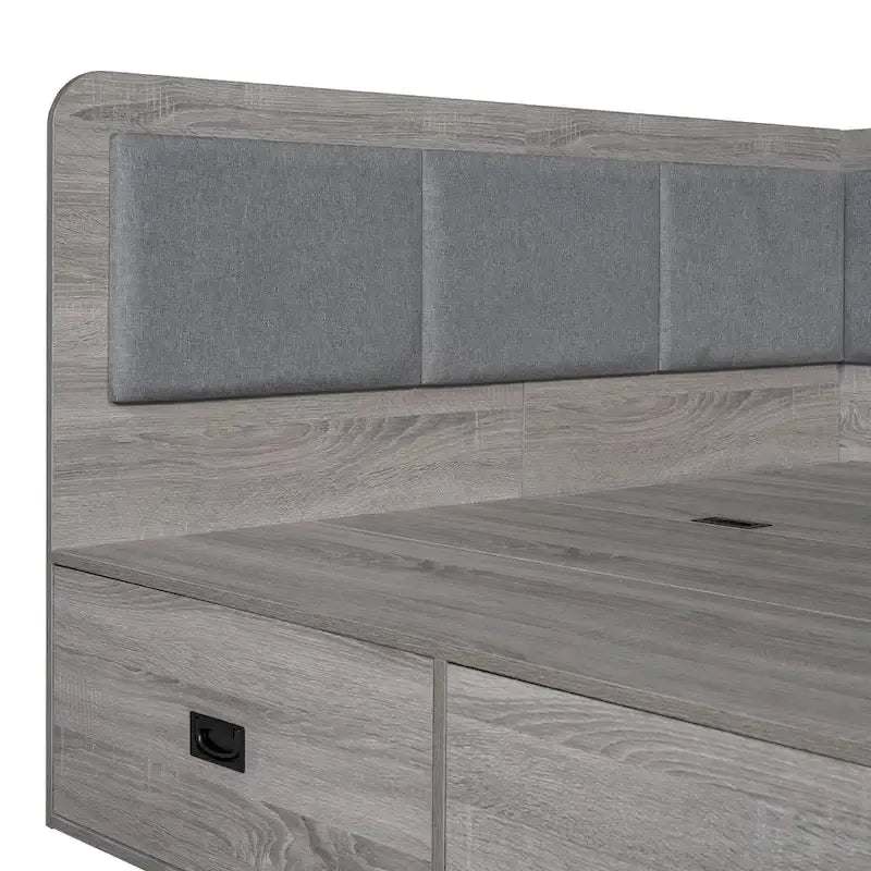 Cadre de banquette/lit de repos en bois — Lit de repos en L avec rangement