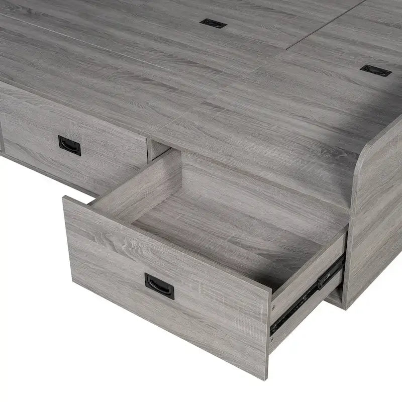 Cadre de banquette/lit de repos en bois — Lit de repos en L avec rangement