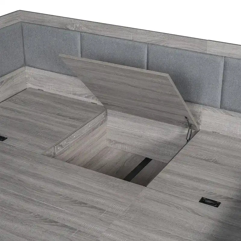 Cadre de banquette/lit de repos en bois — Lit de repos en L avec rangement