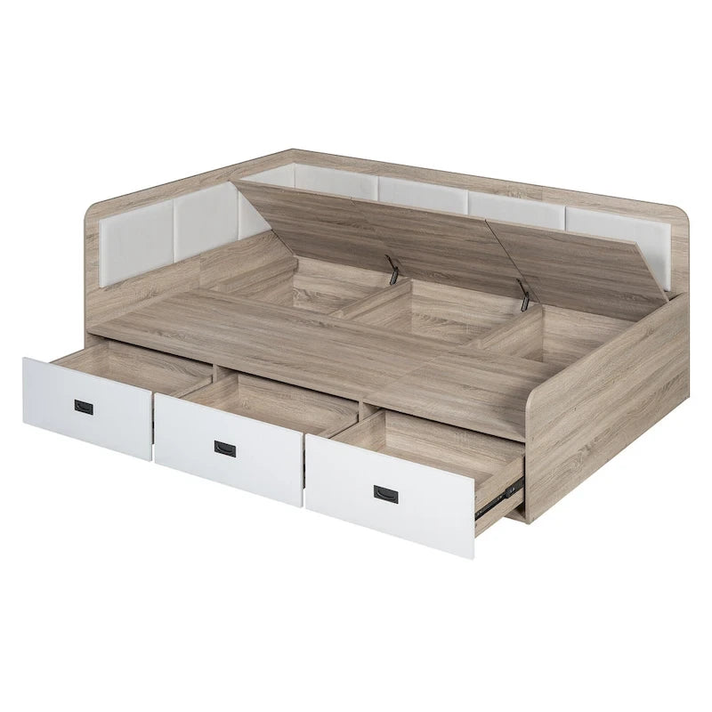 Cadre de banquette/lit de repos en bois — Lit de repos en L avec rangement