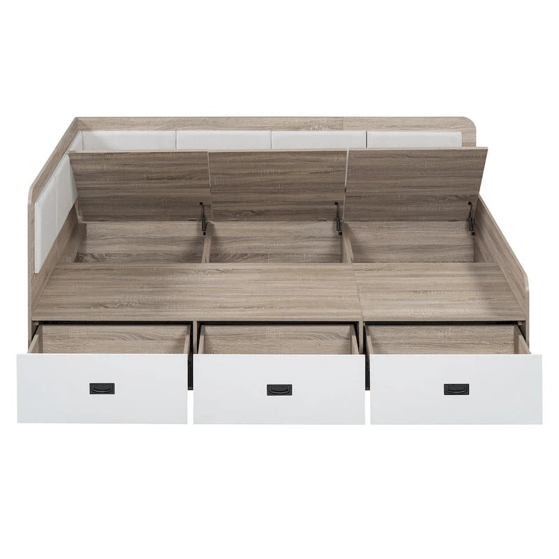 Cadre de banquette/lit de repos en bois — Lit de repos en L avec rangement