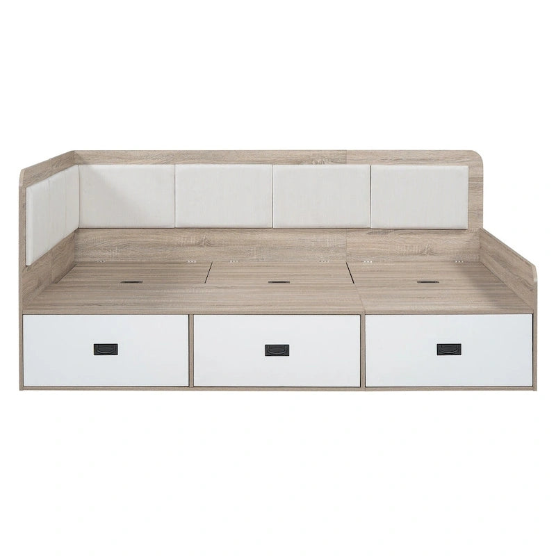 Cadre de banquette/lit de repos en bois — Lit de repos en L avec rangement