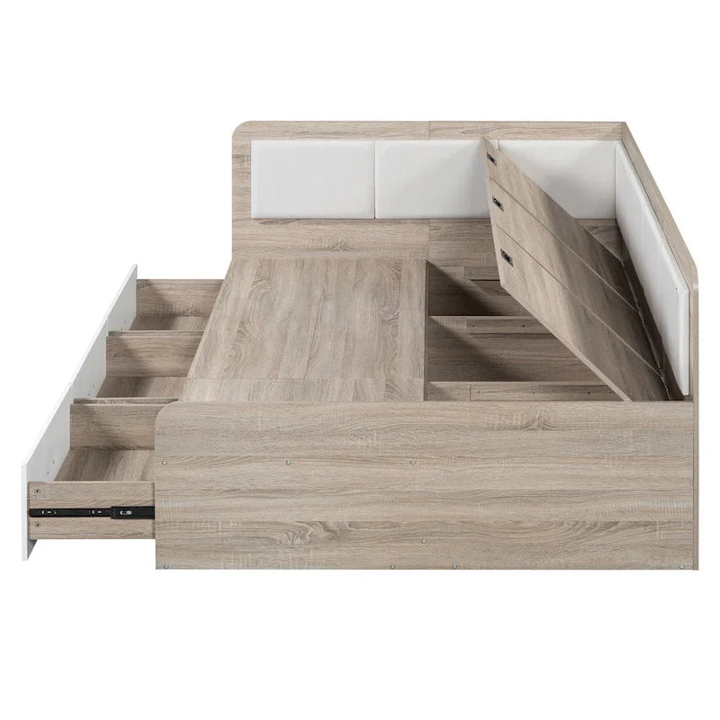 Cadre de banquette/lit de repos en bois — Lit de repos en L avec rangement
