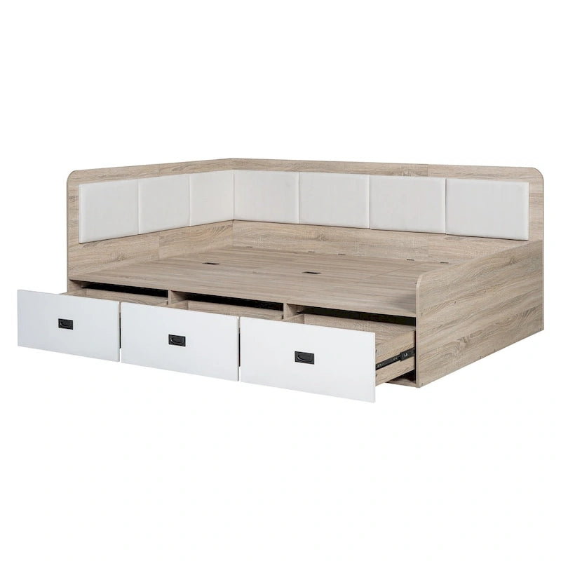 Cadre de banquette/lit de repos en bois — Lit de repos en L avec rangement