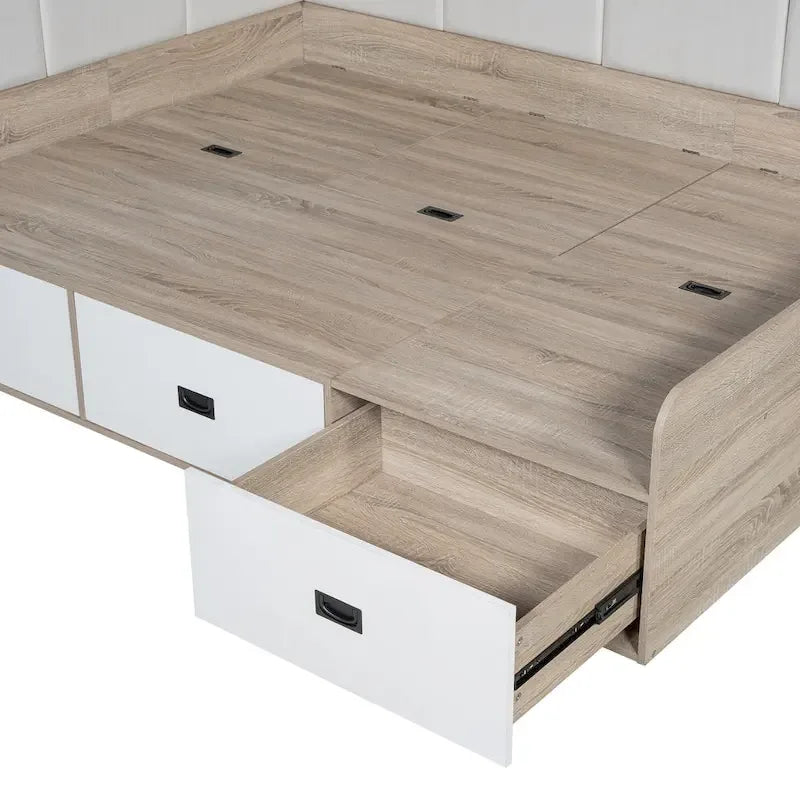 Cadre de banquette/lit de repos en bois — Lit de repos en L avec rangement
