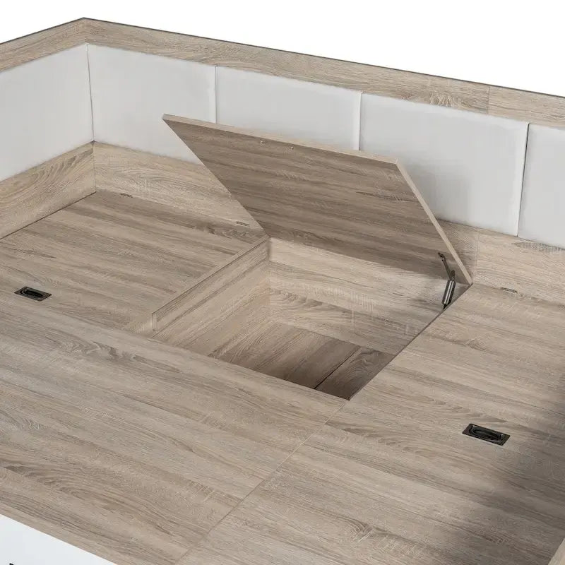 Cadre de banquette/lit de repos en bois — Lit de repos en L avec rangement