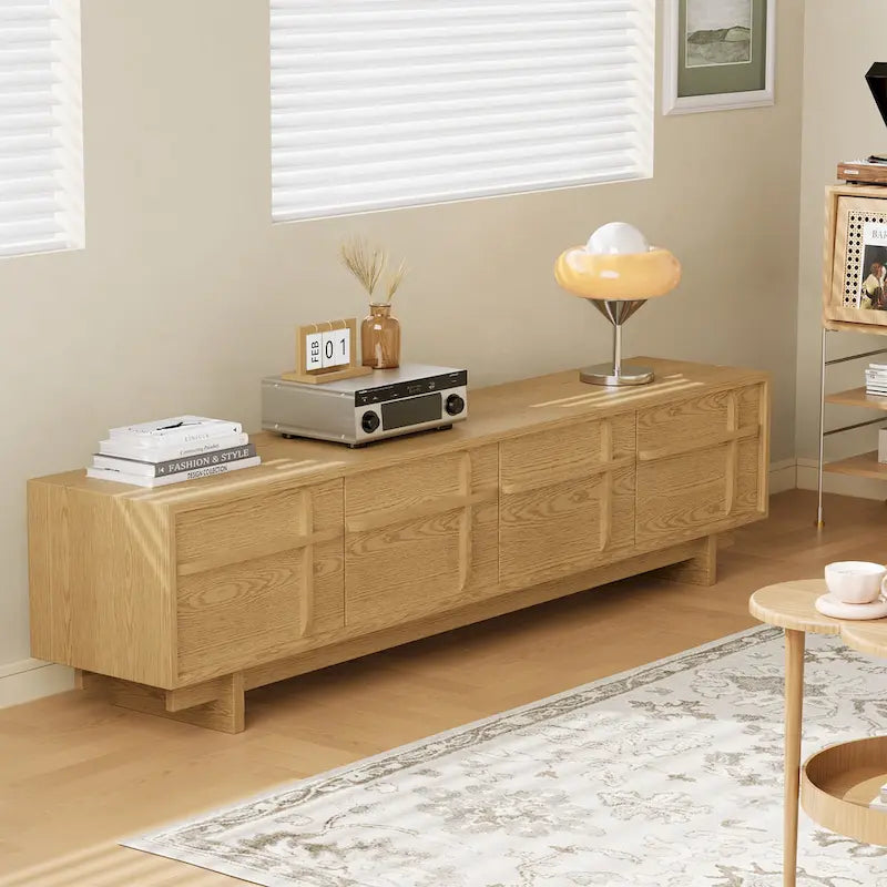 Meubles TV Modernes,Texture Bois Naturel,Meuble Console Multimédia