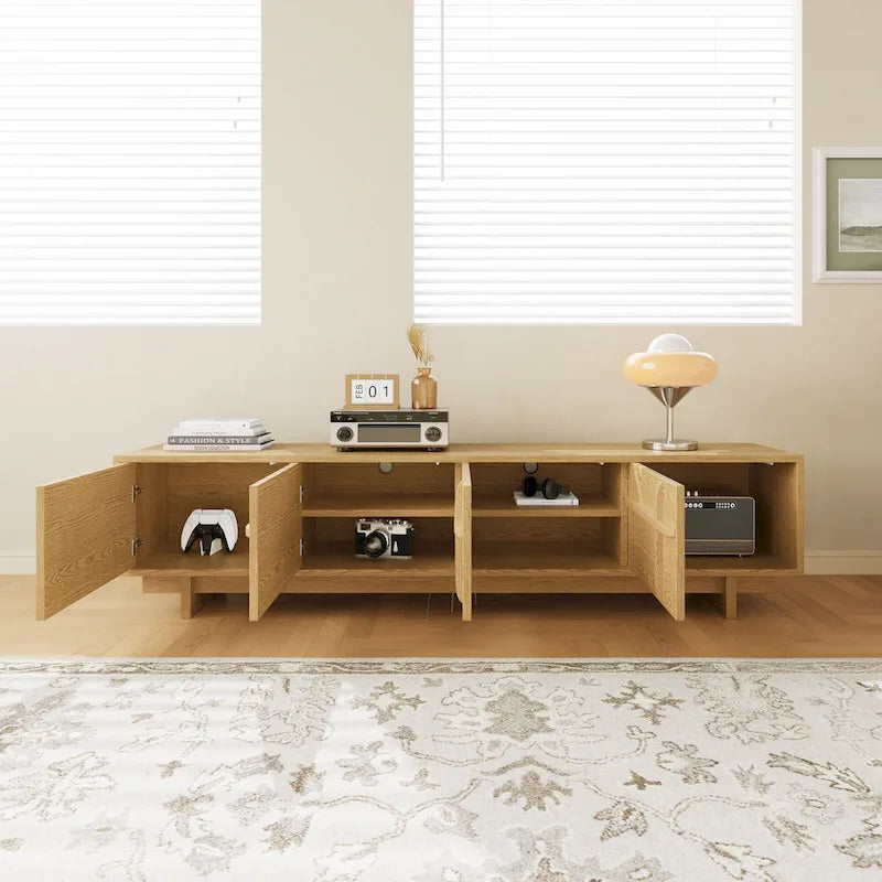 Meubles TV Modernes,Texture Bois Naturel,Meuble Console Multimédia