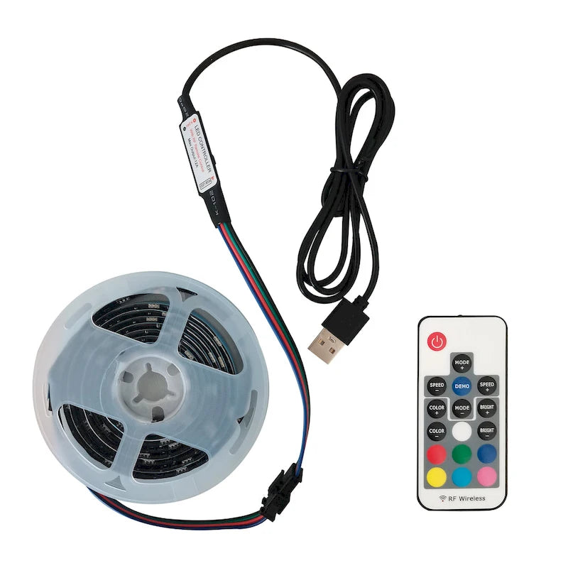 Meuble TV avec lumières LED et étagère en verre trempé