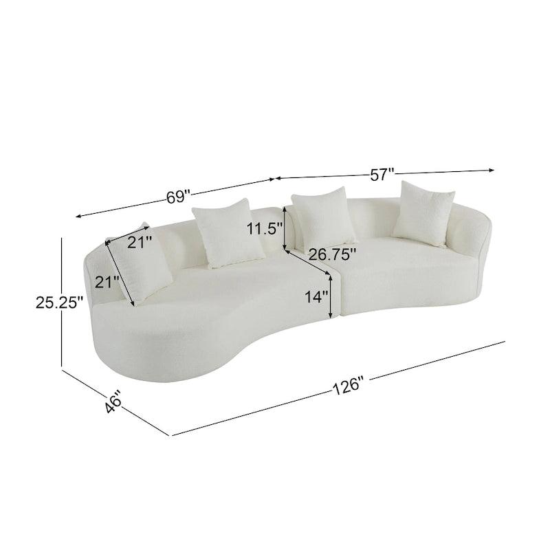 Canapé d'angle incurvé en tissu