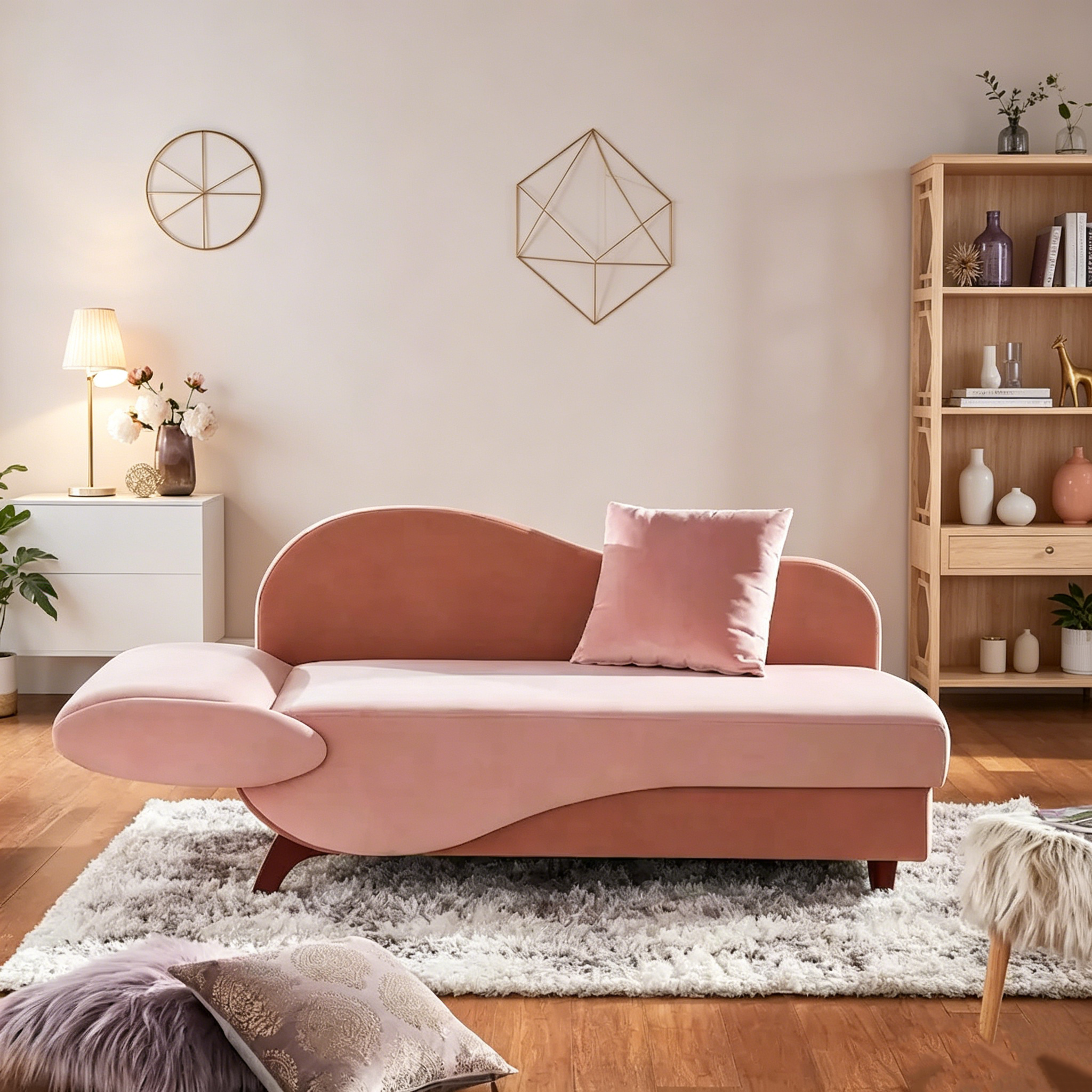 Chaise longue de rangement bicolore