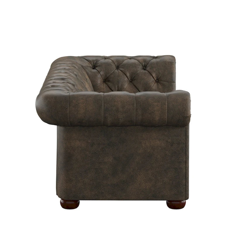 Canapé à accoudoirs roulés capitonné