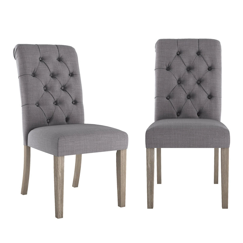 Chaises capitonnées à dossier roulé