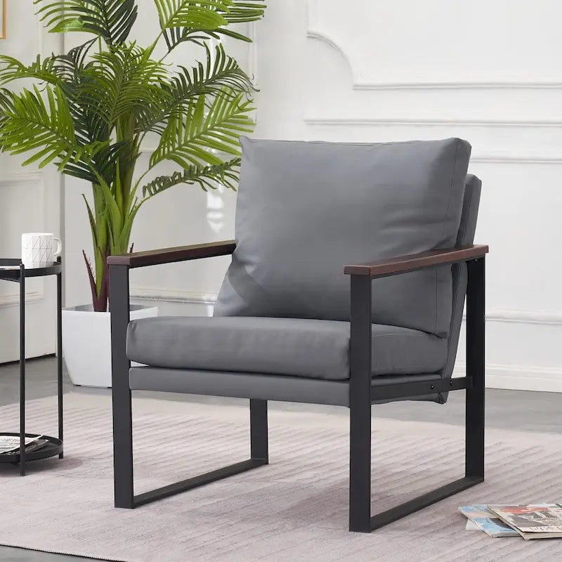 Fauteuil d'appoint moderne avec coussin rembourré, similicuir