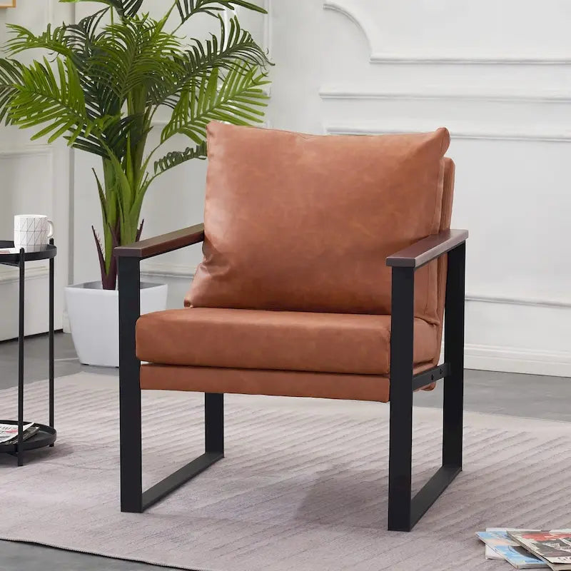 Fauteuil d'appoint moderne avec coussin rembourré, similicuir