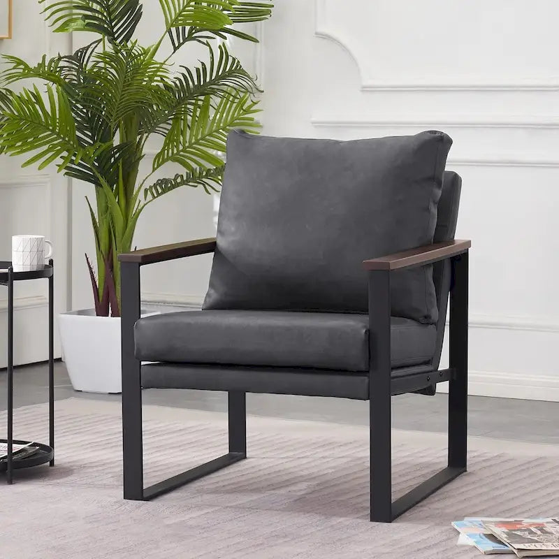 Fauteuil d'appoint moderne avec coussin rembourré, similicuir