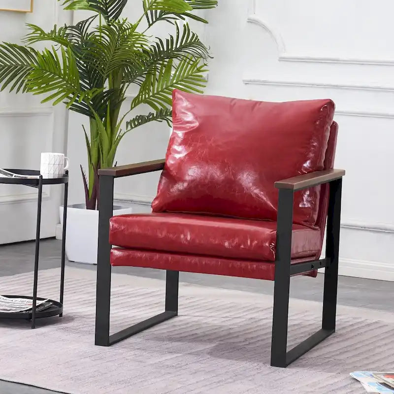Fauteuil d'appoint moderne avec coussin rembourré, similicuir