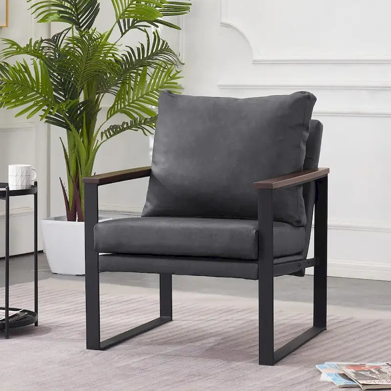 Fauteuil d'appoint moderne avec coussin rembourré, similicuir