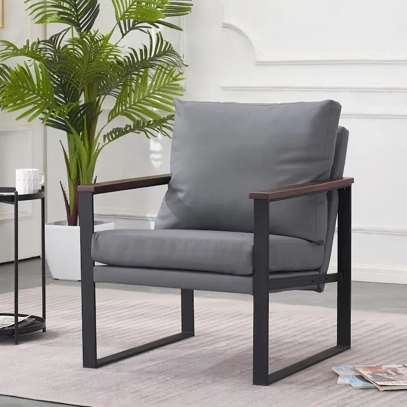 Fauteuil d'appoint moderne avec coussin rembourré, similicuir