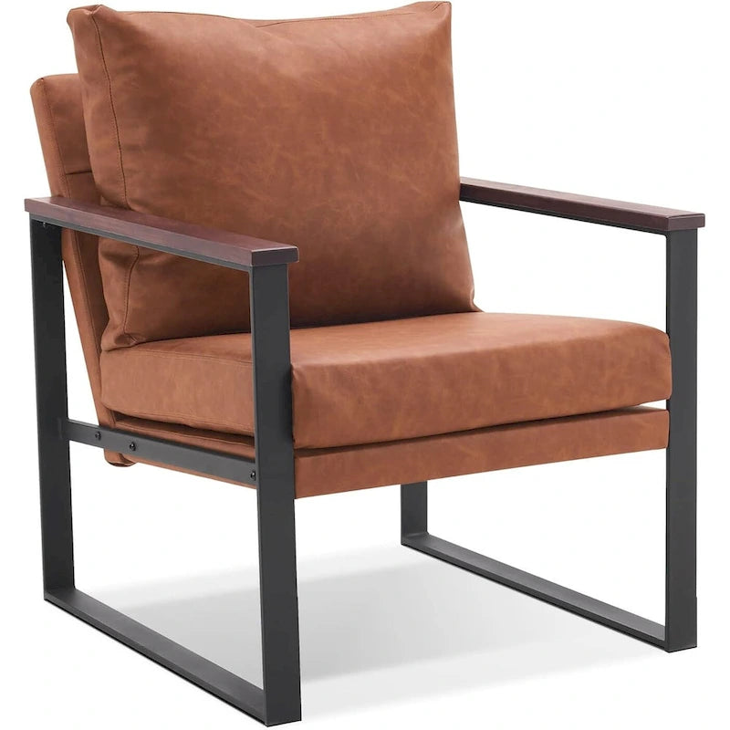 Fauteuil d'appoint moderne avec coussin rembourré, similicuir