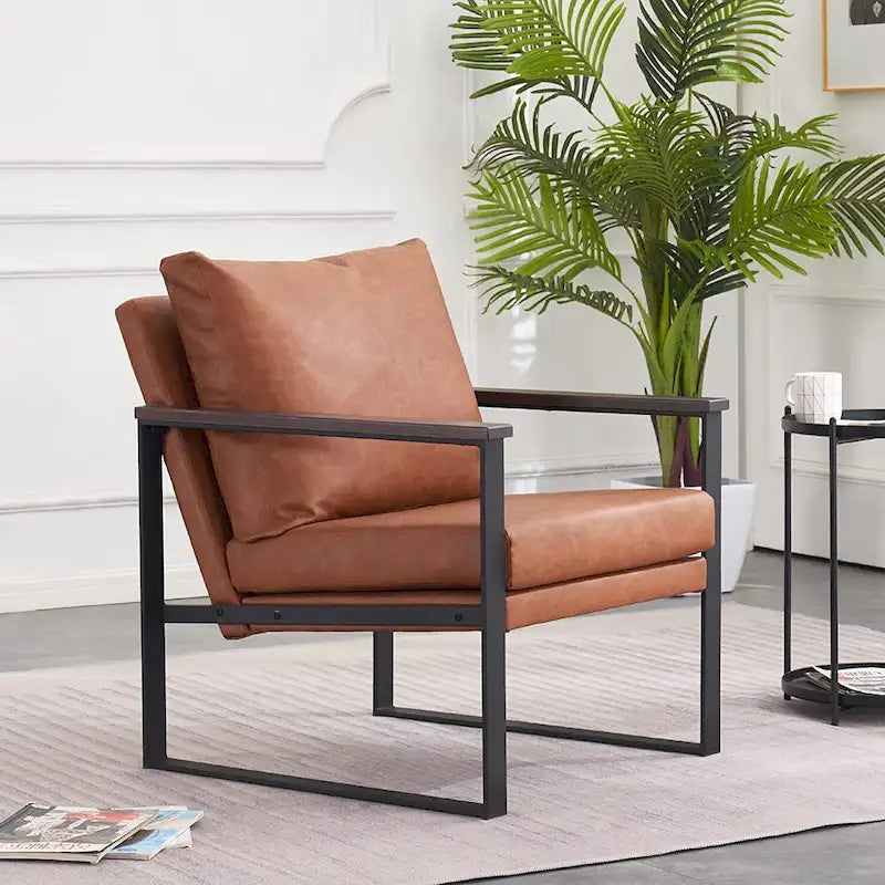 Fauteuil d'appoint moderne avec coussin rembourré, similicuir