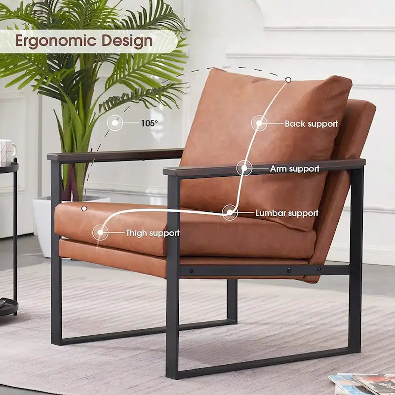Fauteuil d'appoint moderne avec coussin rembourré, similicuir