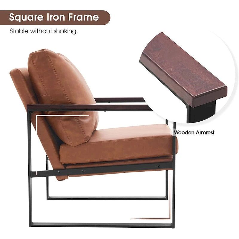 Fauteuil d'appoint moderne avec coussin rembourré, similicuir
