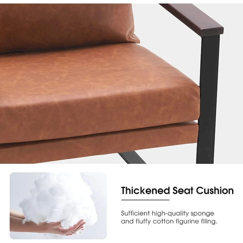 Fauteuil d'appoint moderne avec coussin rembourré, similicuir