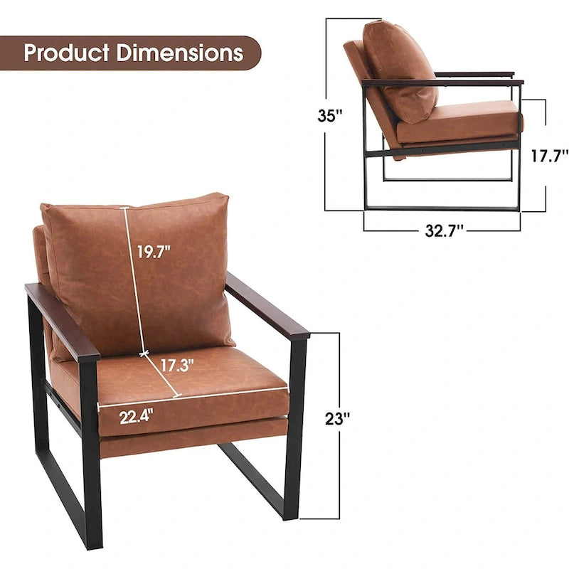 Fauteuil d'appoint moderne avec coussin rembourré, similicuir