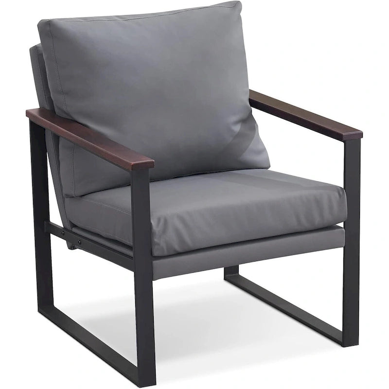 Fauteuil d'appoint moderne avec coussin rembourré, similicuir