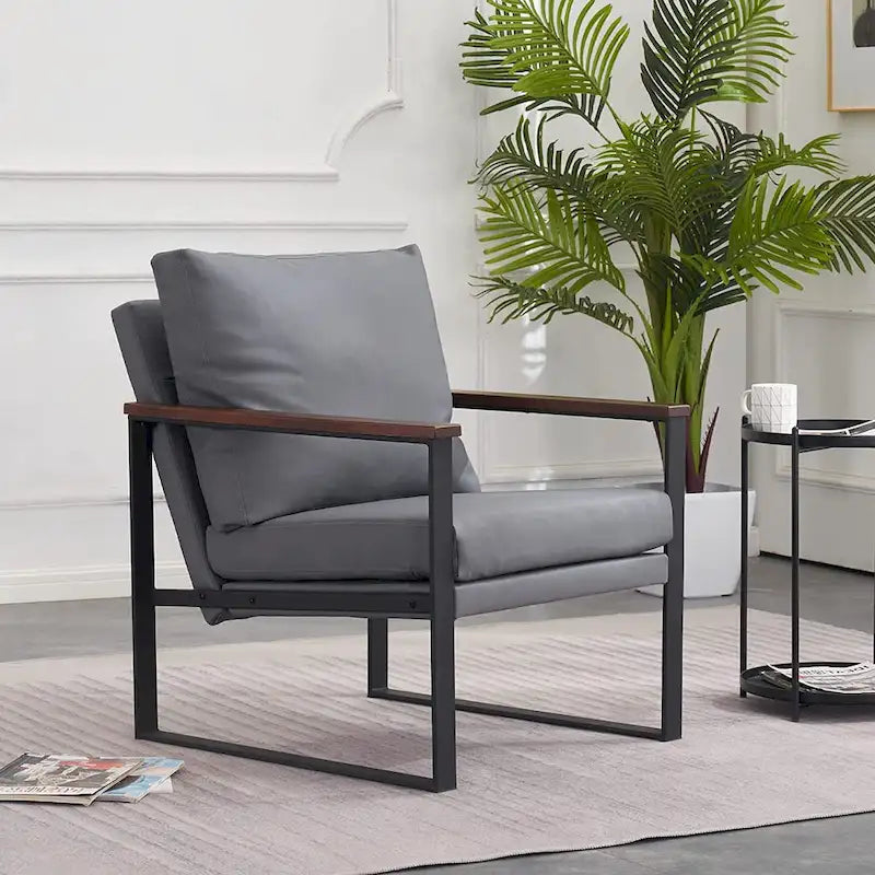 Fauteuil d'appoint moderne avec coussin rembourré, similicuir